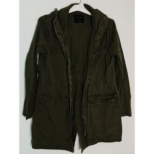 Love Tree Olive Green Utility Anorak Jacket Hooded Field Parka Small